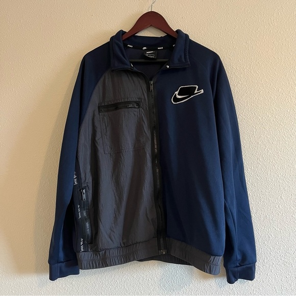 Nike Men's Blue Gray Collared Long Sleeve Zipper Track Jacket Size Large - Picture 7 of 16